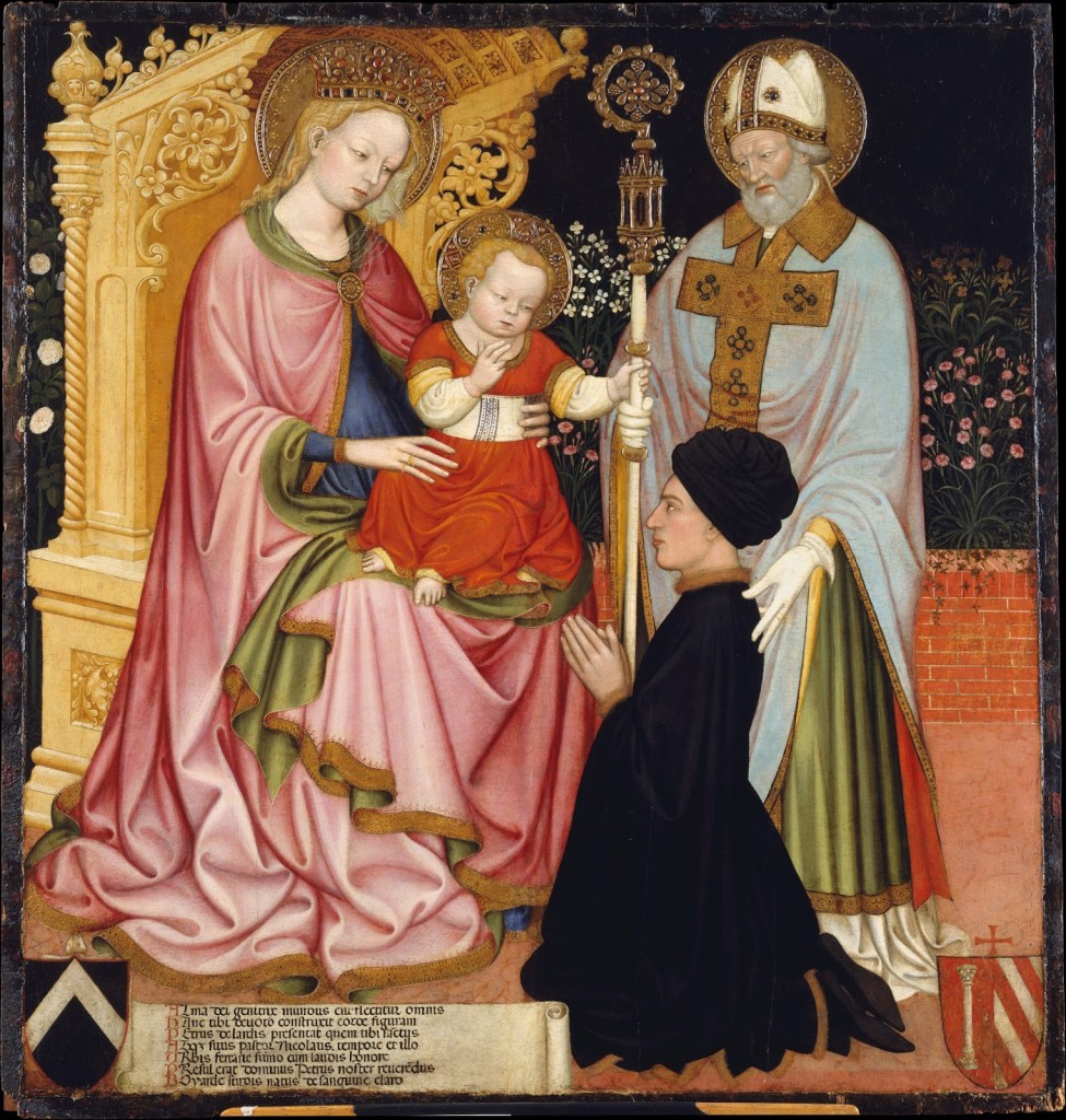 Master G.Z._Madonna and Child with the Donor, Pietro de' Lardi, Presented by Saint Nicholas (1420_30)